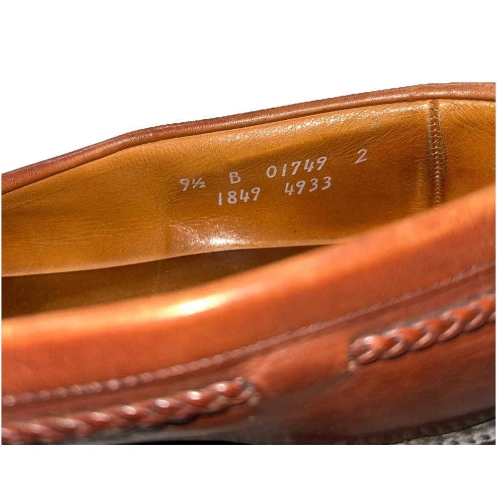 Allen Edmonds AE Cody Woven Tassel Loafer Sz 9.5 B Brown Leather‎ Kilt Shoe -USA